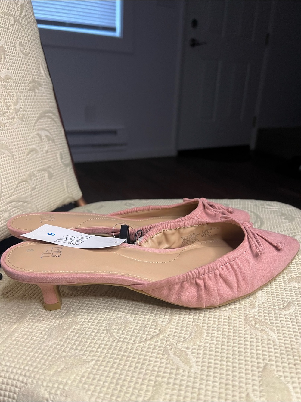 Time and Tru Pink Bow Kitten Heel Mule Shoes NWT | Pointed Toe | Size US 8 UK 6 - Picture 5 of 16